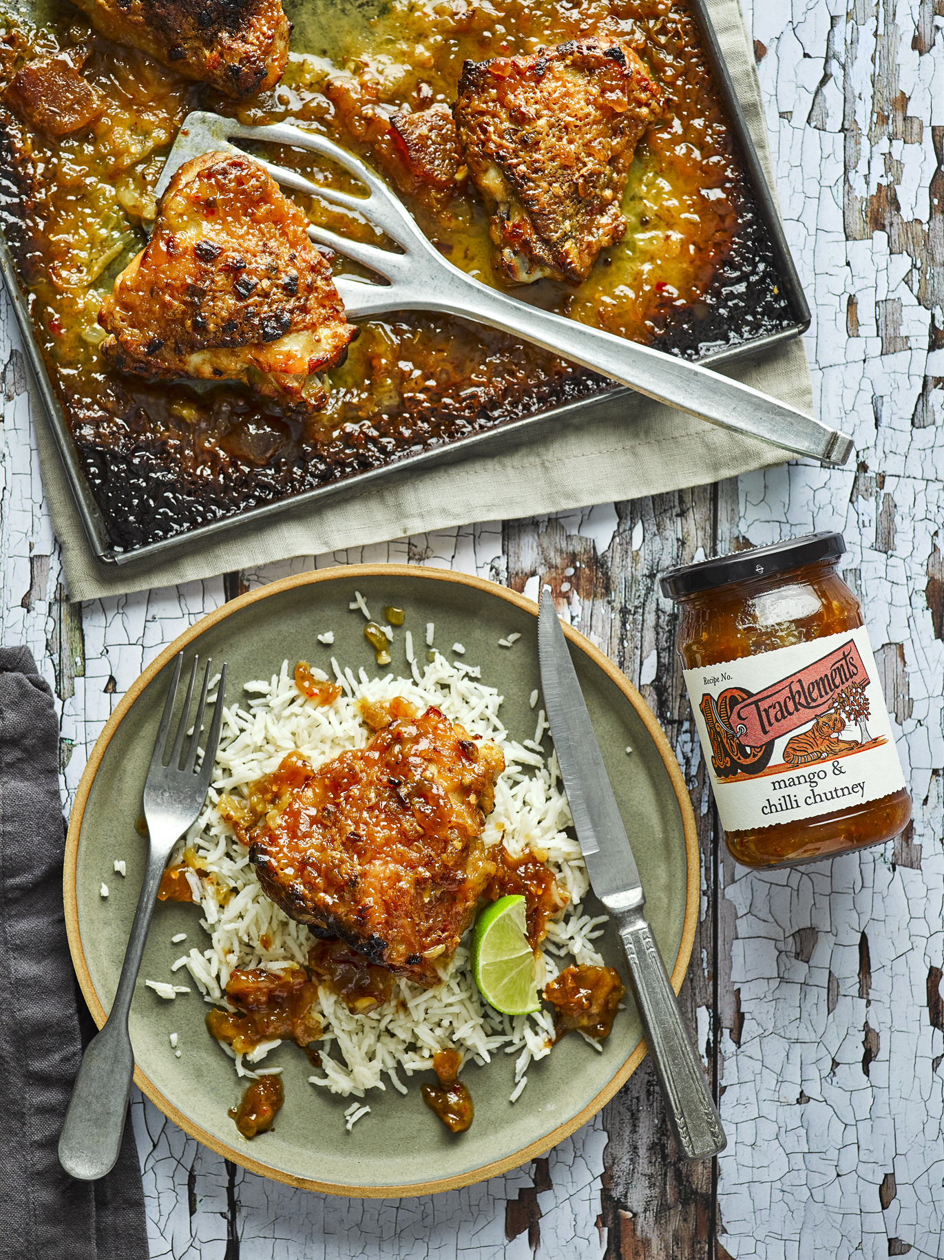 Baked Chicken Thighs with Mango & Chilli Chutney