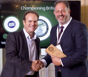 Guy receiving Championing British Award