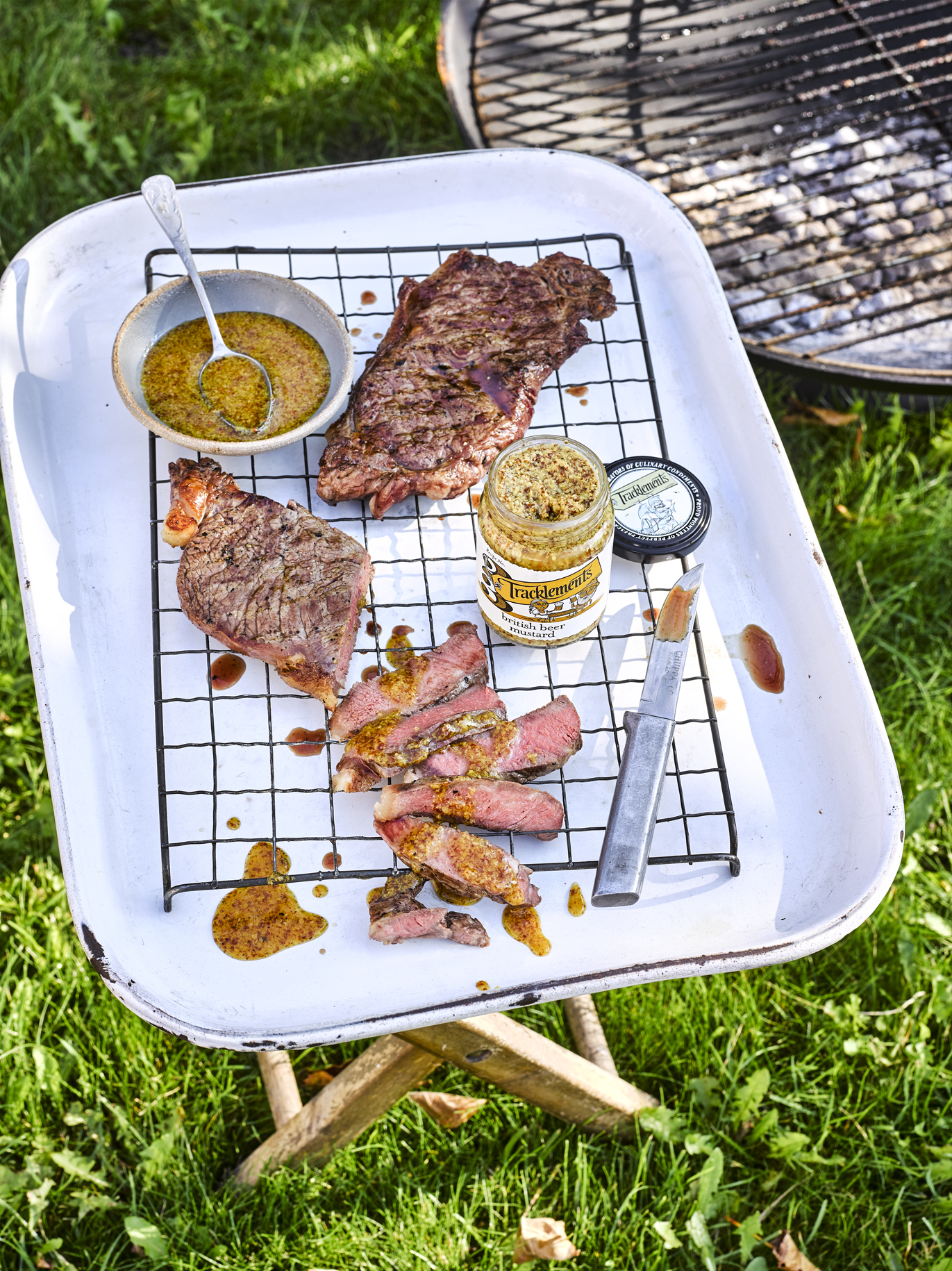 Barbecued Steak with British Beer Mustard Dressing