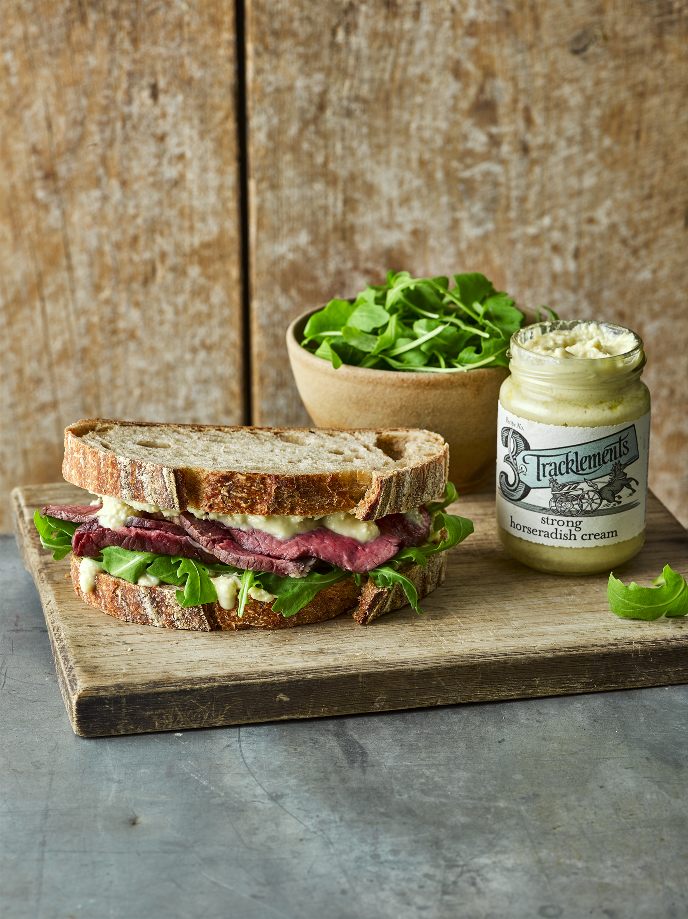 Rare Roast Beef Sandwich with Strong Horseradish Cream